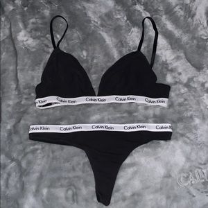 Calvin Klein matching black bralette and thong